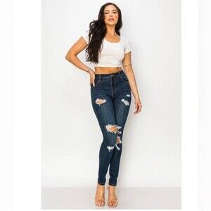 ENCORE HIGH RISE DESTRUCTED STRETCH SKINNY Jeans size 7